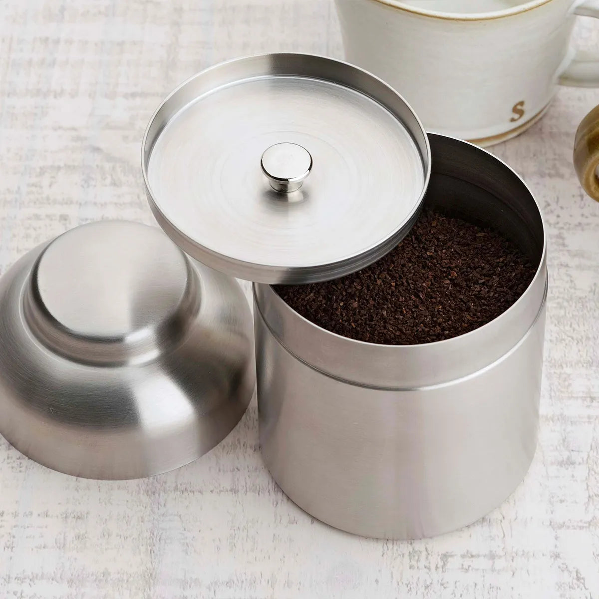 Stainless Steel Coffee Canister for 100g Coffee bean, Made in Japan 40622