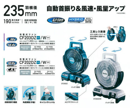 18V/14.4V Rechargeable Fan (No Battery) CF203D - imy Shop Japan