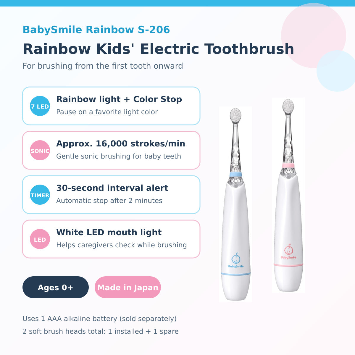 Rainbow Kids' Electric Toothbrush S-206