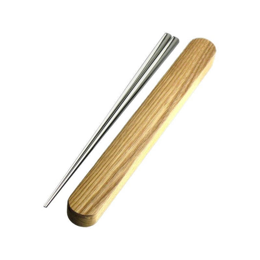 Stainless Chopsticks with wooden case, made in Japan, dishwasher-safe